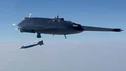 Türkische Stealth-Kampfdrohne Anka III beim Waffentest.