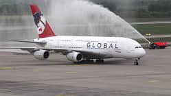 Airbus A380 von Global Airlines in Berlin.