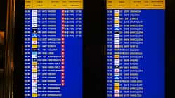 Bildschirmanzeigen der Abflüge am Flughafen Palma de Mallorca 