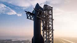 Das Starship auf der Startrampe in Boca Chica, Texas.