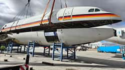 Ehemaliger deutscher Regierungsflieger A340-300 wird zerlegt. 