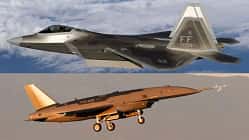F-22 Raptor und Kampfdrohne YFQ-44A.