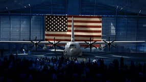 E-130J TACAMO-Flugzeug der US Navy bei der Vorstellung Computergrafik