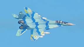 MiG-29 in aserbaidschanischem Tarnanstrich mit ukrainischen Hoheitszeichen.