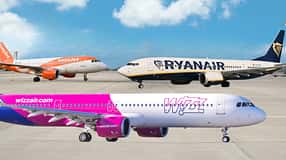 Bildmontage von EasyJet, Ryanair und Wizz Air