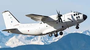 C-27J, Clean Aviation, Clean Sky 2, DLR, Airbus, Leonardo, ONERA, Sauberes Fliegen, Nachhaltigkeit C-27J beim Start, genutzt als Testbed für Experimente mit adaptiven Tragflächenspitzen