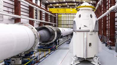 Die Kapsel Crew Dragon des privaten US-Raumfahrtunternehmens SpaceX.