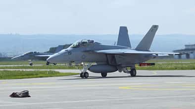 Boeing F-18F zur Erprobung in Payerne.