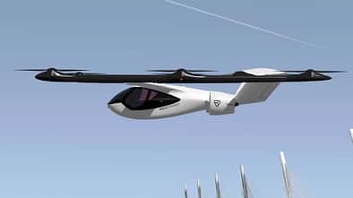 Volocopter stellt am 17. Mai 2021 sein Modell VoloConnect vor, das 100 Kilometer Reichweite bieten soll.