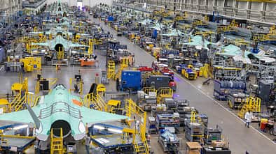 Die F-35-Produktionslinien bei Lockheed Martin in Fort Worth, Texas. 
