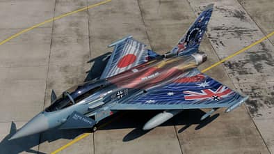 Eurofighter der Luftwaffe mit Rapid Pacific-Sonderfolierung für die Verlegung nach Australien und Singapur.