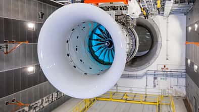 UltraFan-Demonstrator von Rolls-Royce auf dem Teststand in Derby. 