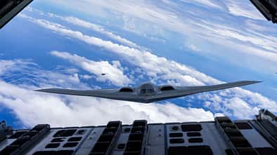 B-2 im Flug Blick aus Laderampe