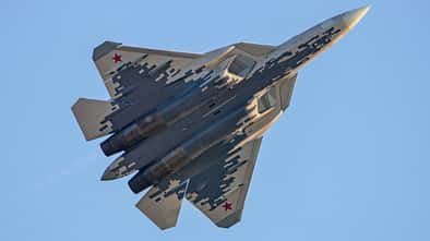 Suchoi, Su57, Su-57, Felon, Russland, MAKS, Sukhoi Russlands Super-Kampfjet Suchoi Su-57 in Aktion.