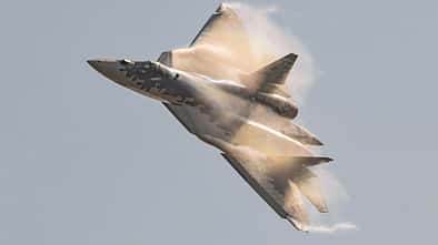 Russlands Super-Kampfjet Suchoi Su-57 in Aktion.
