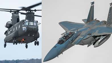 Montage Boeing CH-47F Chinook und F-15EX Eagle