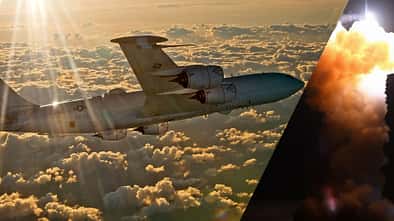 E-6B mercury im Flug und Start Minuteman III Atomrakete Montage