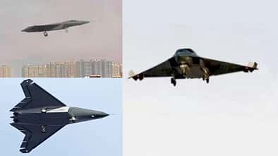 China, Stealth, J-36, J-50, Chengdu Chinesische Stealth-Kampfflugzeuge in der Luft (Montage)