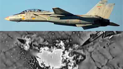 Fliegende F-14A Tomcat Iran und Explosion am Boden (Montage)