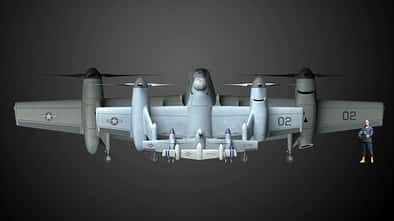 Nomad Kipp-Rotor-Drohnen hintereinander im Größenvergleich (Computergrafik)