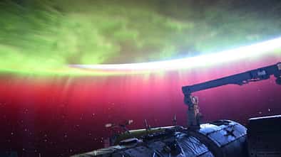Aurora über der Erde fotografiert von der ISS aus.