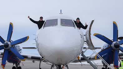 Russische Airliner MS-21, Superjet SJ-100 und Il-114-300 in Archengelsk.