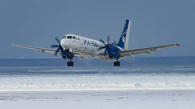 Iljuschin Il-114-300 bei Flugtests am Nordpol. 