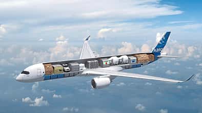 Airbus A350F Frachter-Innenraum mit Ladegut Mockup