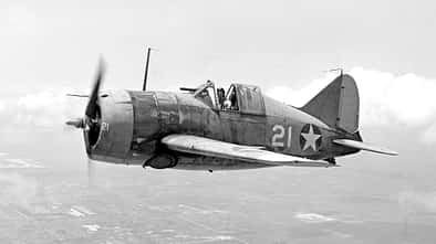F2A-3 des US Marine Corps auf einem Übungsflug im August 1942 über Florida