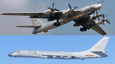 Tupolew Tu-95MS aus Russland und Xian H-6K aus China auf gemeinsamer Mission. 
