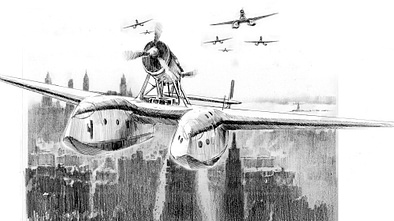 Zeichnung Savoia-Marchetti S.55 über New York