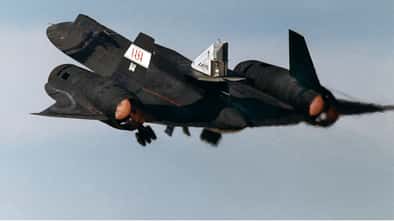 Linear Aerospike SR-71 Experiment (LASRE) during first in-flight cold flow test