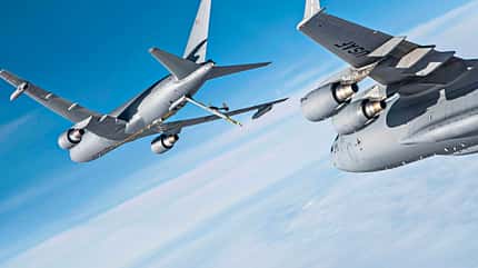 KC-46,C-17,F-16,Milestone C,aerial,air to air