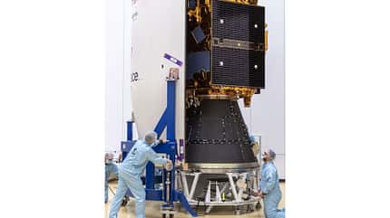 Arianespace, Vega, VV15, FalconEye1, Airbus, Thales Alenia Space Der Satellit FalconEye1 wird auf seinen Start vorbereitet.