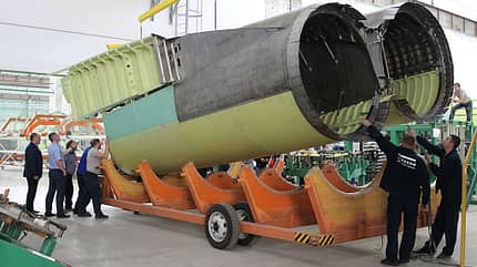 Triebwerksgondel für den Tupolew Tu-160M-Bomber, gebaut in Nowosibirsk.