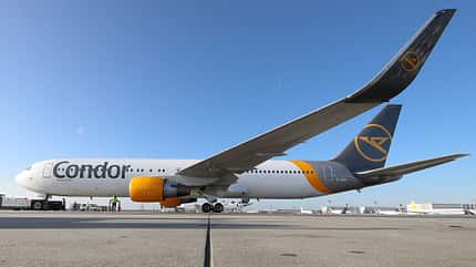 Condor, Logo, 767, Boeing 767-300 der Condor mit dem nach 16 Jahren wieder eingeführten Logo am Leitwerk.