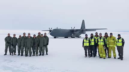 C-130J, RAAF, Wilkins, Antarktis, Lockheed, Lockheed Martin C-130J Super Hercules der Royal Australian Air Force auf der Eispiste des Wilkins Aerodrome in der Antarktis.