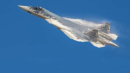 Suchoi, Su-57, MAKS 2019. Suchoi Su-57 auf der MAKS 2019.