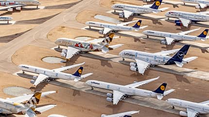 Teruel, A380, 747, A340-600, Lufthansa, Flugzeugfriedhof, Storage, einmotten, Graveyard