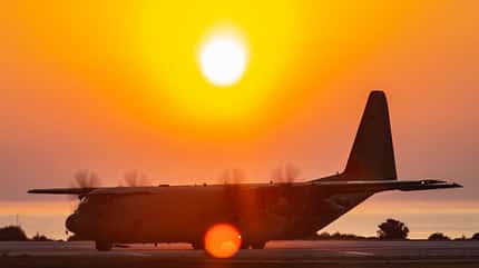 RAF, Royal Airforce, Royal Air Force, C130J, Hercules, Super Hercules, Gunship Paratroopers conduct joint exercise in Jordan in support of Carrier Strike Group