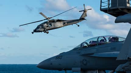 US-Navy, Fleet Replacement Squadron Carrier Qualification, USS Abraham Lincoln, Flugzeugträger, CVN 72, Boeing F/A-18E/F Super Hornets, Flying Eagles, Strike Fighter Squadron 122, VFA122, Lockheed Martin F35C Lightening II, Strike Fighter Squadron 125 (VFA 125), Rough Raiders, Boeing EA 18G Growler, Electronic Attack Squadron 129 (VAQ-129), Vikings, Carrier Air Wing 9