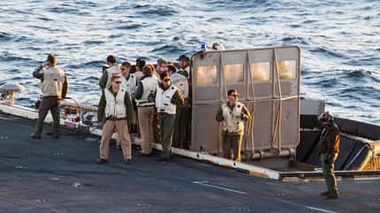 US-Navy, Fleet Replacement Squadron Carrier Qualification, USS Abraham Lincoln, Flugzeugträger, CVN 72, Boeing F/A-18E/F Super Hornets, Flying Eagles, Strike Fighter Squadron 122, VFA122, Lockheed Martin F35C Lightening II, Strike Fighter Squadron 125 (VFA 125), Rough Raiders, Boeing EA 18G Growler, Electronic Attack Squadron 129 (VAQ-129), Vikings, Carrier Air Wing 9