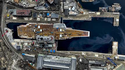 Russian aircraft carrier Admiral Kuznetsov in Murmansk