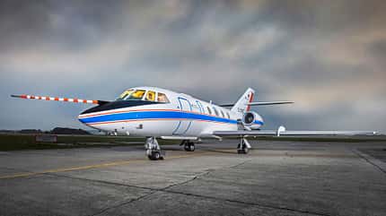 DLR, Forschungsflugzeug, Deutsches Zentrum für Luft und Raumfahrt, Forschungsflotte, Dassault Falcon 20E 5, DCMET, Emissionsmessungen, Klimaforschung