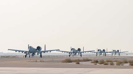 US Air Force, A-10, Thunderbolt, Fairchild vier A-10 hintereinander
