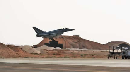Luftwaffe, Eurofighter, Laage, Desert Air, Übung, Manöver, Jordanien, TLG 73 Eurofighter bei der Landung in Al-Azrak