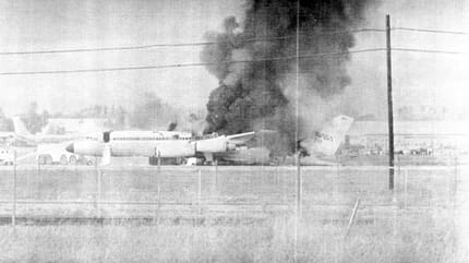NASA, Convair, CV-990, Coronado, Absturz, Forschung, Space Shuttle, Ames, Airliner Convair CV-990 NASA brennende Maschine