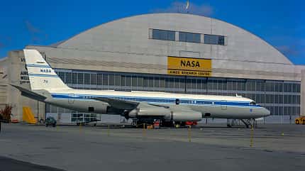 NASA, Convair, CV-990, Coronado, Absturz, Forschung, Space Shuttle, Ames, Airliner Convair CV-990 NASA vor Hangar