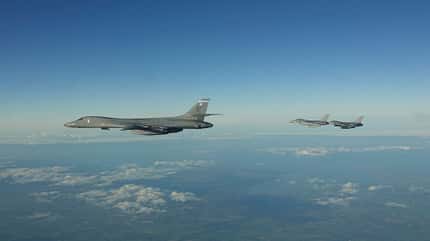 US Air Force, bomber task force, fairford, nato, b-1b, b1, lancer, b-52, stratofortress, usaf B-1B Lancer Luftaufnahme