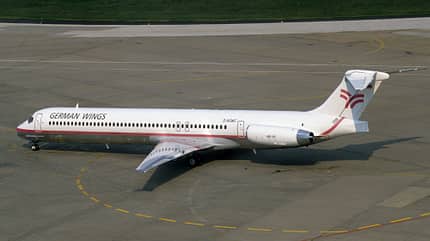 McDonnell Douglas, MD-83, Lufthansa, Burda, German Wings MD-83 German Wings am Boden schräg von hinten